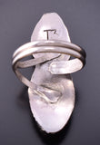 Size 8-3/4 Adjustable Silver & White Buffalo Turquoise Navajo Ring 4A04A