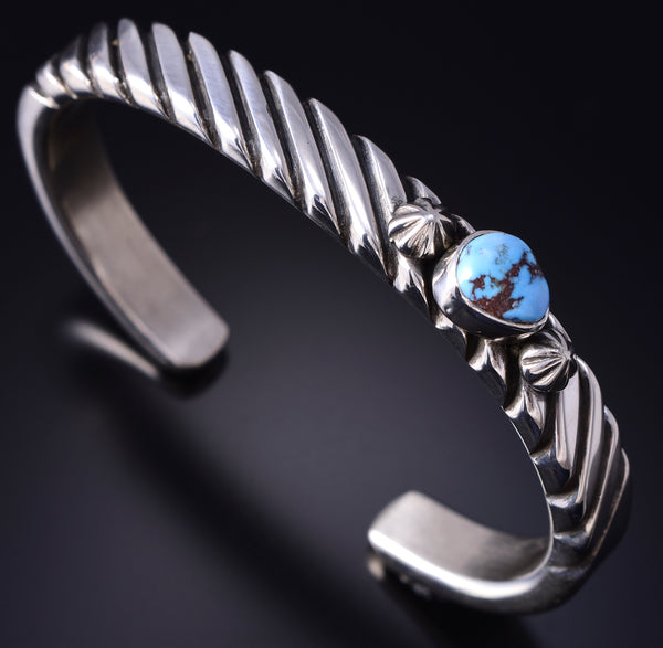 Silver & Golden Hills Turquoise Navajo Balance Bracelet by Erick Begay 5H01L