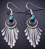 Silver & Kingman Turquoise Navajo Dazzler Earrings by Pamela Armstrong 6F17T