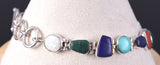 Vintage Silver & Turquoise Multistone Navajo Link Bracelet by VT 5L17F