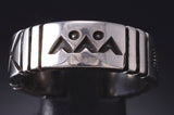 Size 10-1/4 Silver Navajo Handmade Mountains & Seasons Ring by Erick Begay 6C03F