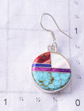 Silver & Turquoise Multistone Navajo Inlay Earrings by Arnold Yazzie 6F17J