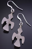 Silver & Turquoise Navajo Handmade Waterbird Earrings by Lorraine Chee 4J02V
