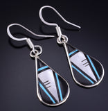 Silver & Turquoise Multistone Zuni Inlay Earrings by Florenda Lonase 5L21K