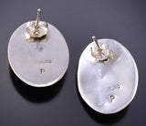 Vintage Silver & Turquoise Navajo Shadowbox Earrings 6F09R
