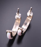 Silver & Opal Zuni Inlay Half Hoop Earrings by Margaret Chuyate 3G03H