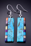 Turquoise Multistone Santo Domingo Handmade Earrings by Mary Louise Tafoya 3G07S