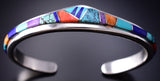 Preowned Silver Multistone Navajo Inlay Mountains Bracelet - Calvin Begay 6J23P