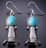 Silver & Turquoise Navajo Squash Ends Earrings by Sharon McCarthy 6D09G