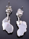 Silver & Turquoise Navajo Feather w/ Flowers Earrings by Verley Betone 6D07V