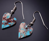 Southwest Design Blue Indigo Heart Shaped Slab Earrings 5B19F
