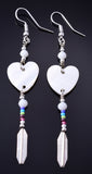 Navajo Handmade Mother of Pearl Heart Earrings by Juanita Manygoats 6B14H