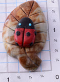 Picasso Marble Zuni Fetish - Lady Bug on a leaf by Reynold Lonasee 5L09K