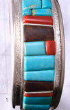 Preowned Silver Multistone Navajo Cobblestone Inlay Bracelet Darryl Begay 6H31V