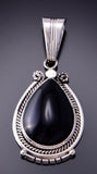 Silver & Onyx Navajo Handmade Pendant by Samuel Yellowhair 3F05K