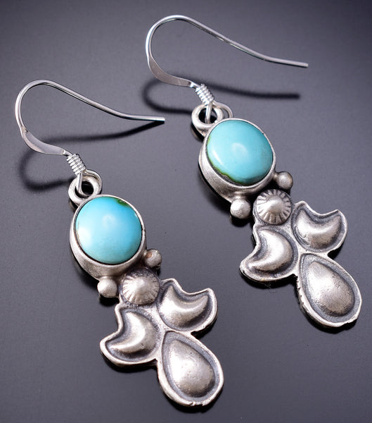 Silver & Turquoise Navajo Handmade Earrings by Sharon McCarthy 6H25V
