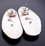 Silver & White Buffalo Turquoise Navajo Handmade Earrings by Elouise Kee 6J32H