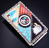 Silver Multistone Zuni Inlay Spinner Sunface Buckle by Don Dewa 5L25Y