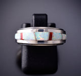 Size 6-1/2 Navajo Opal and Red Coral Inlay Ring by Wilbert Muskett 6K22X