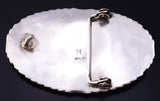 Vintage Silver & Sleeping Beauty Turquoise Navajo Feathers Buckle by M 5H21P