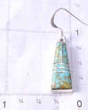 Silver & Turquoise Navajo Inlay Dangle Earrings by James Manygoats 6D07O