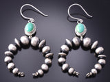 Silver & Turquoise Navajo Pearls Horseshoe Earrings by Grace Kenneth 3J22N