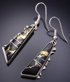 Black Pyrite - Gold and Black - Navajo inlay Earrings by Steve Francisco - 6K02O