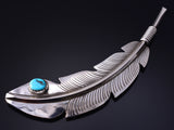 Vintage Silver & Turquoise Eagle Feather Brooch 5H21E