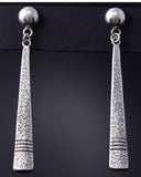 Silver Navajo Tufacast Long Statement Earrings by Pete Johnson 6A03Z