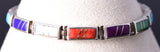 Vintage Silver & Turquoise Multistone Navajo Inlay Link Bracelet 5L17H