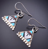 Silver & Turquoise Multistone Zuni Inlay Earrings by Wilton & Carol Niiha 6D20Y