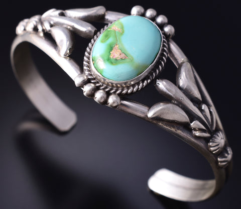 Silver & Sonoran Gold Turquoise Navajo Bracelet by Bobby Platero 5L13O