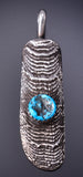 Silver & Turquoise Navajo Tufacast Long Pendant by Ravis Henry 6D20V
