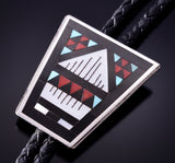 Silver & Turquoise Multistone Zuni Inlay Bolo Tie by Leander & Lisa Othole 4D15D