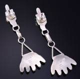 Silver & Coral Zuni Needlepoint Earrings by Evonne Hustito 5G22K