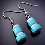 Silver & Turquoise Multistone Santo Domingo Stacked Earrings Randy Garcia 3K09S