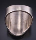 Size 10-1/2 Silver Eagle Feather Navajo Men's Ring by Genevieve Burnside 5L05P