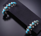 Silver & Turquoise Zuni Petit Point Half Hoop Earrings by Marlon Quam 6D20J