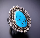 Size 9 Classic Navajo Design Kingman Turquoise Ring by Julia Etsitty 3E10Z