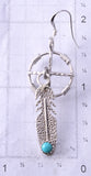 Silver & Turquoise Navajo Medicine Wheel Feather Earrings Sharon McCarthy 5G18L