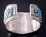 Silver & Natural Kingman Turquoise Navajo Cluster Bracelet by Tina James 4F23P
