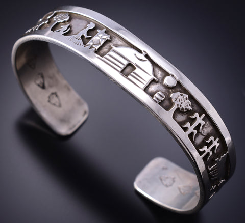 Silver Navajo Storytelling Canyon De Chelly Life Bracelet by Ravis Henry 6D20Q