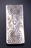 Silver Navajo Handstamped Concho Style Money Clip by Shirley Skeets 5L25J