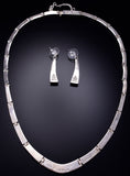 Silver & Jet Multistone Navajo Inlay Necklace Earring Set by Mary Yazzie 6H25J