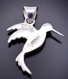 Silver Multistone Navajo Inlay Hummingbird Pendant by TSF 3L08A