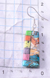 Turquoise Multistone Santo Domingo Handmade Earrings by Mary Louise Tafoya 3G07Z