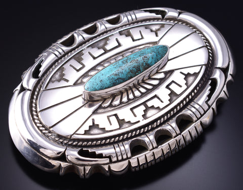 Vintage Navajo Turquoise Belt Buckle by Johnathan Nez - 6K02W