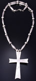 Vintage Silver & Turquoise Navajo Pearls w/ Cross Pendant Necklace 5G28Q
