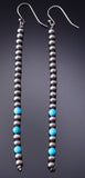 Silver Navajo Pearls w/ Turquoise Duster Earrings by Vangie Touchine 6G29V