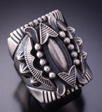 Size 9-1/2 Silver Navajo Handmade Ring by Derrick Gordon 4A04W